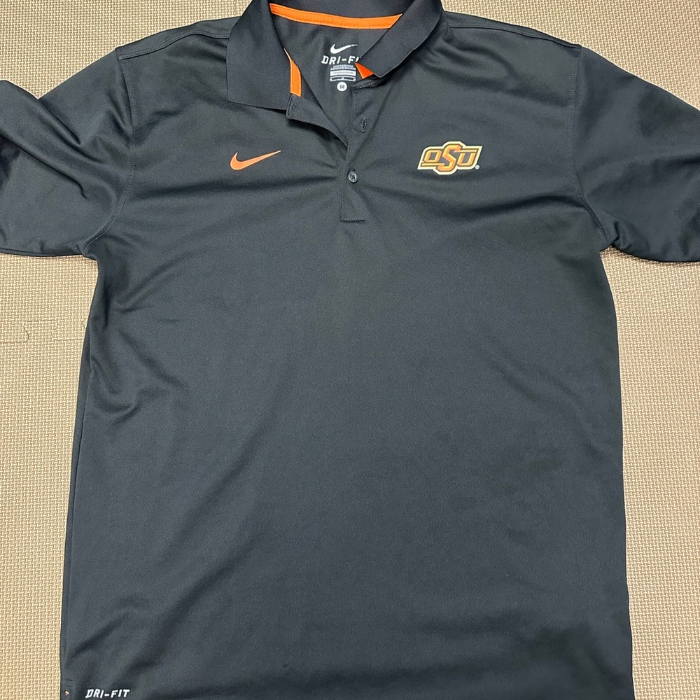 Nike Black and Orange Men's Polo Shirt